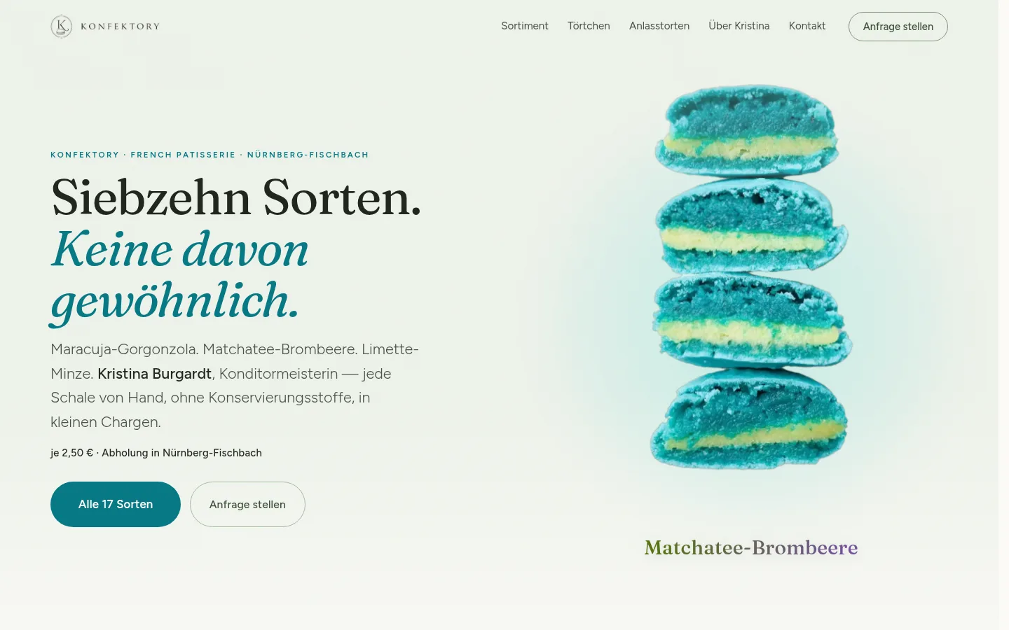Startseite der von Thaevenweb gestalteten Website für Konfektory