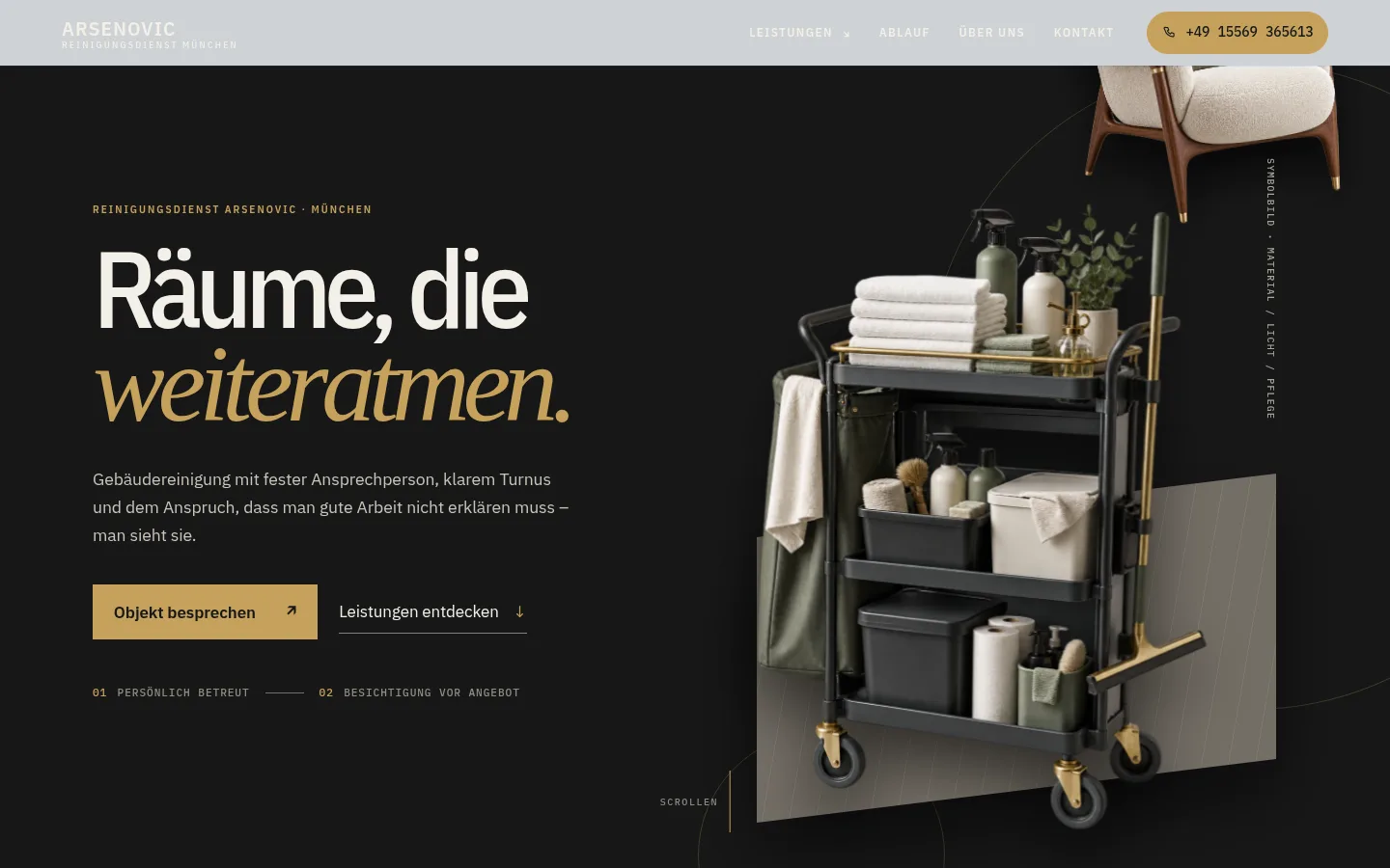 Startseite der von Thaevenweb gestalteten Website für Reinigung Arsenovic